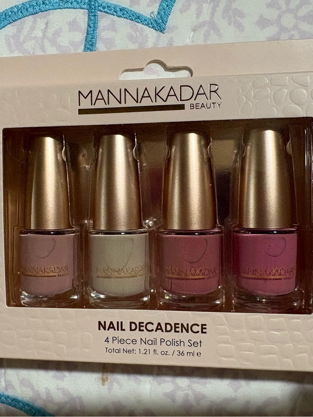Manna Kadar Nail Decadence 4-Piece Nail Polish Set - Pink, Mauve, Cream, Rose